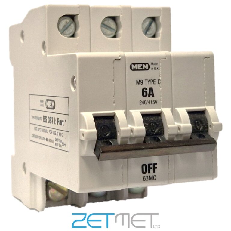 MEM 63MC 6 Type C Triple Pole 240V M9 Memshield 1 Miniature Circuit