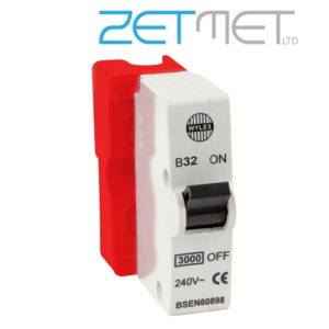 Wylex B32 32 Amp Type B 3kA Plug In Miniature Circuit Breaker & Contact Shield