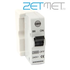 Wylex B6 6 Amp Type B 3kA Plug In Miniature Circuit Breaker & Contact Shield