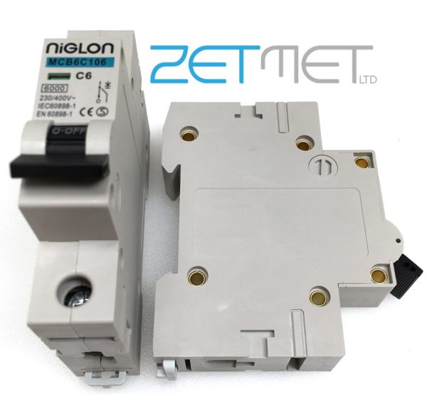 Niglon MCB6C106 6 Amp Single Pole Type C 6kA 230V Miniature Circuit Breaker MCB