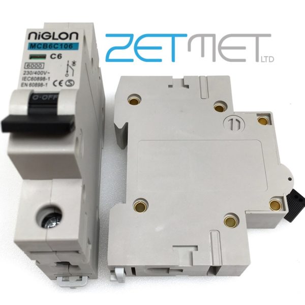 Niglon MCB6C106 6 Amp Single Pole Type C 6kA 230V Miniature Circuit Breaker MCB