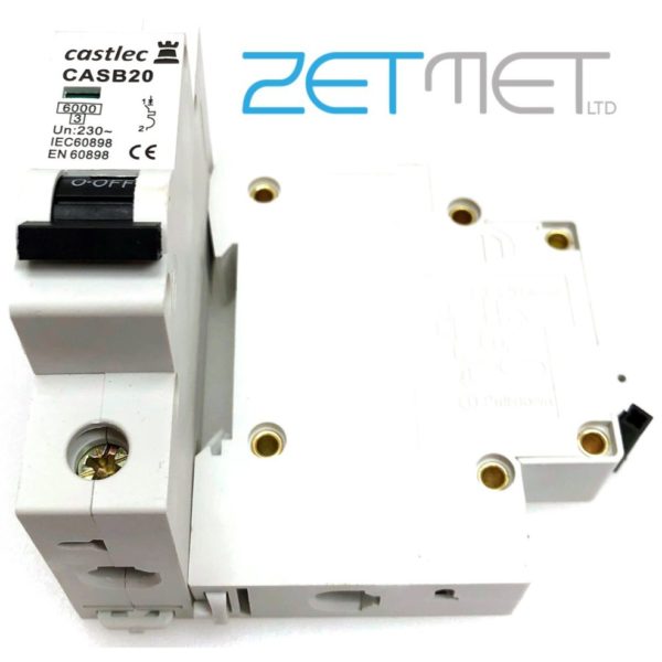 Castlec CASB20 20 Amp Single Pole Type B 6kA 230V Miniature Circuit Breaker MCB