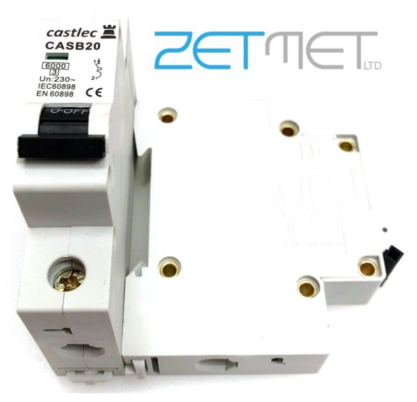 Castlec CASB20 20 Amp Single Pole Type B 6kA 230V Miniature Circuit Breaker MCB
