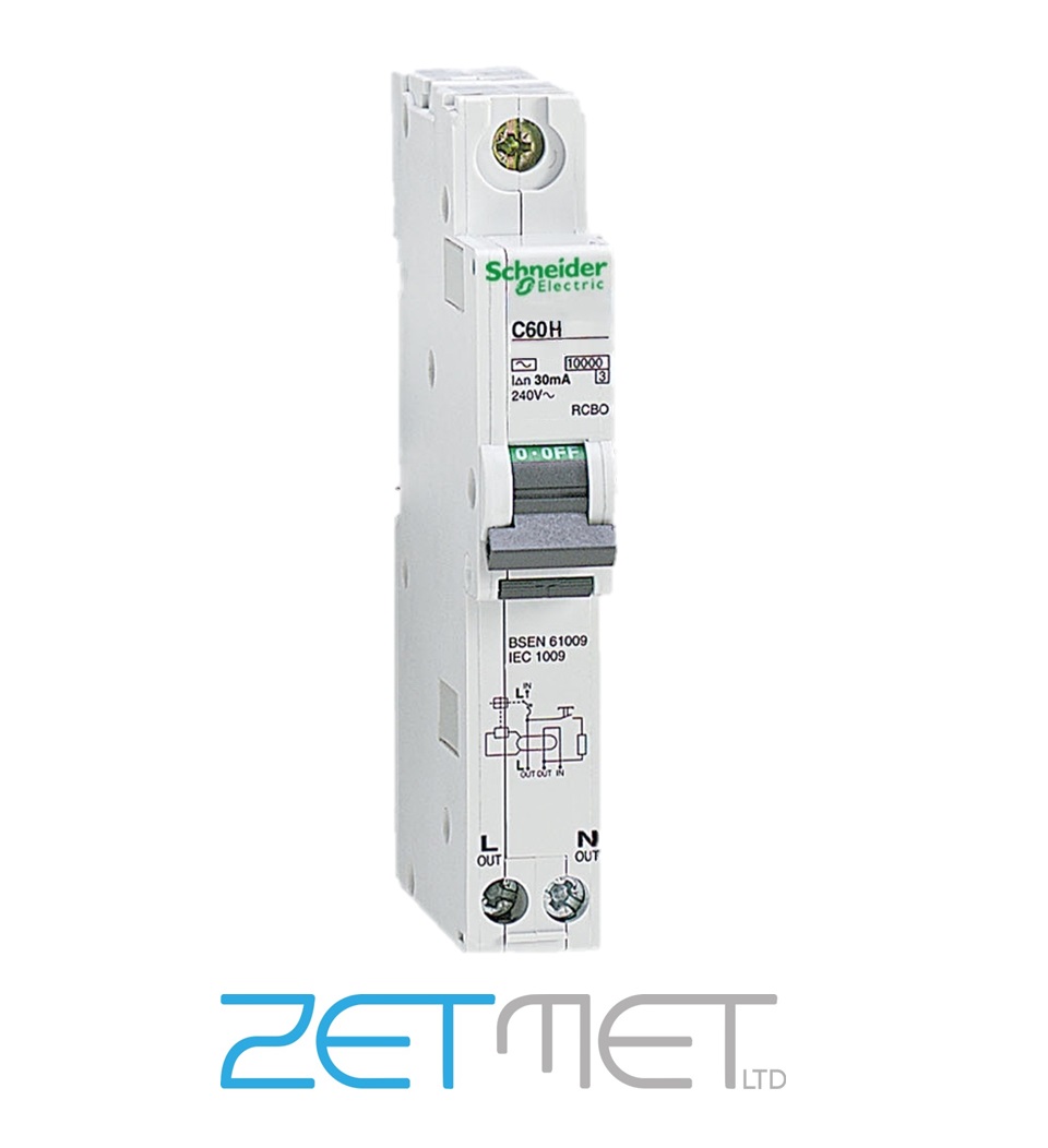 thumbnail image 2 of Schneider Acti9 IC60H RCBO - 20A 30mA Type C, 1 Pole, DIN Rail Mount (Used) 2 of 6