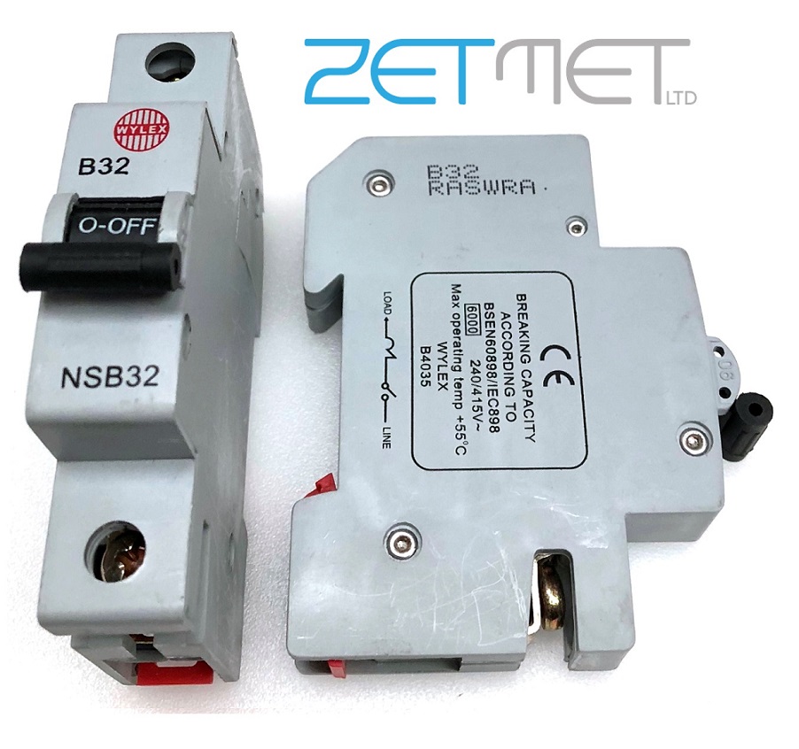 Wylex NSB32 32 Amp Single Pole Type B 6kA 230V Miniature Circuit ...