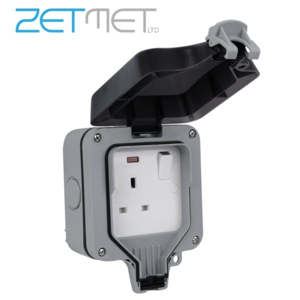 EVOLEC PWS/2 13A 2 GANG WATERPROOF OUTDOOR SWITCHED PLUG DOUBLE SOCKET IP56 