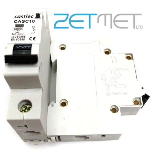 Castlec CASC10 10 Amp Single Pole Type C 6kA 230V Miniature Circuit Breaker MCB
