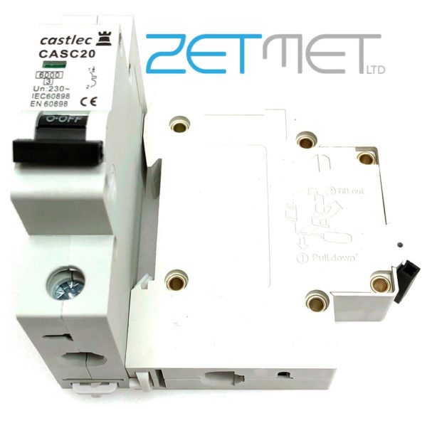 Castlec CASC20 20 Amp Single Pole Type C 6kA 230V Miniature Circuit Breaker MCB