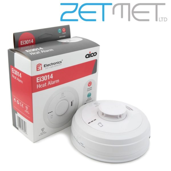 Aico Ei3014 3000 Series White 230V Mains Heat Alarm with Rechargeable Battery