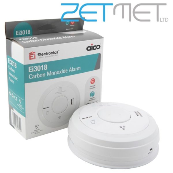 Aico Ei3018 3000 Series White 230V Mains Carbon Monoxide Alarm with Rechargeable Battery
