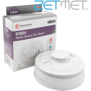 Aico Ei3024 3000 Series White 230V Mains Multi-Sensor Optical and Heat Alarm with Rechargeable Battery