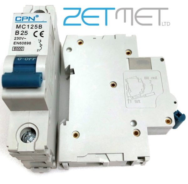 Cudis CPN MC125B 25 Amp Single Pole Type B 6kA 230V Miniature Circuit Breaker MCB
