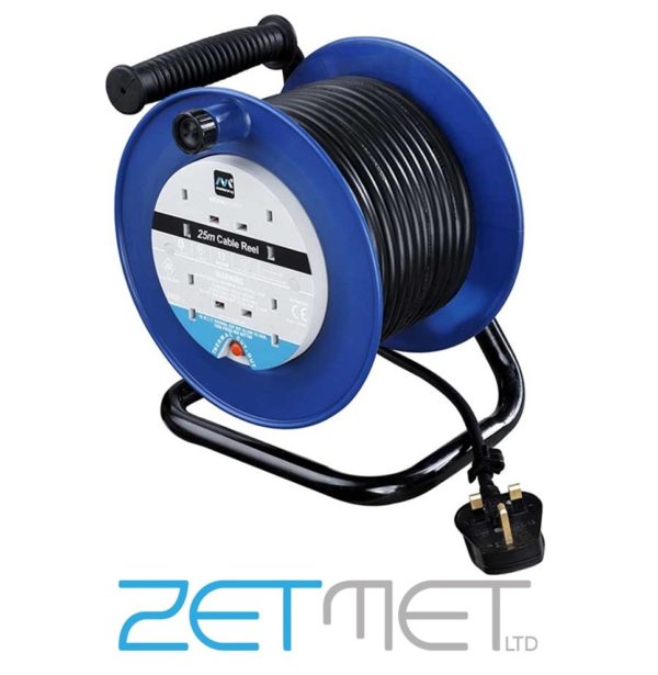 Masterplug 25m Open Cable Reel 4 Socket 13A Extension Lead