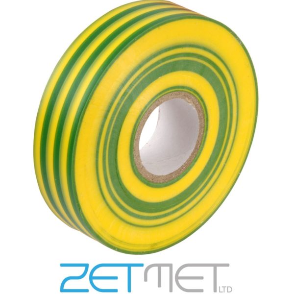 Green / Yellow PVC Insulation Tape 19mm x 33m Flame Retardant
