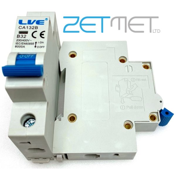 Live Electrical CA132B 32 Amp Single Pole Type B 6kA 230V Miniature Circuit Breaker MCB