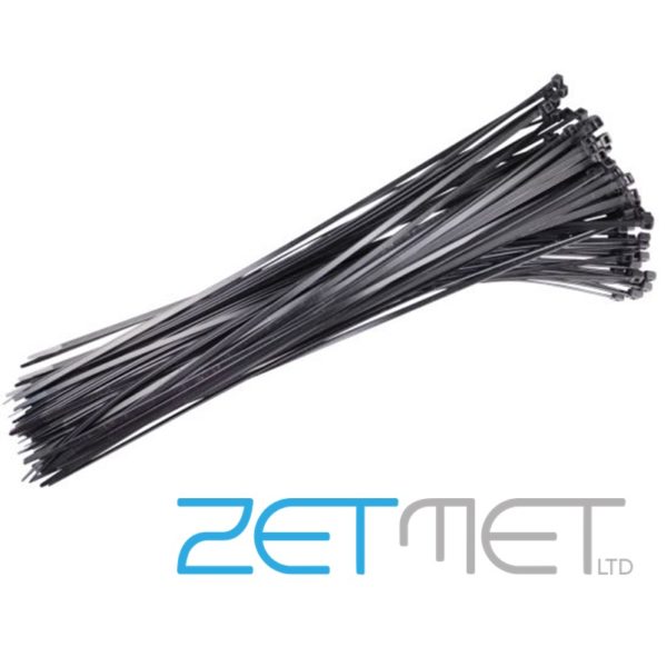 Nylon Cable Ties Black 300mm x 4.8mm (Pack of 100)