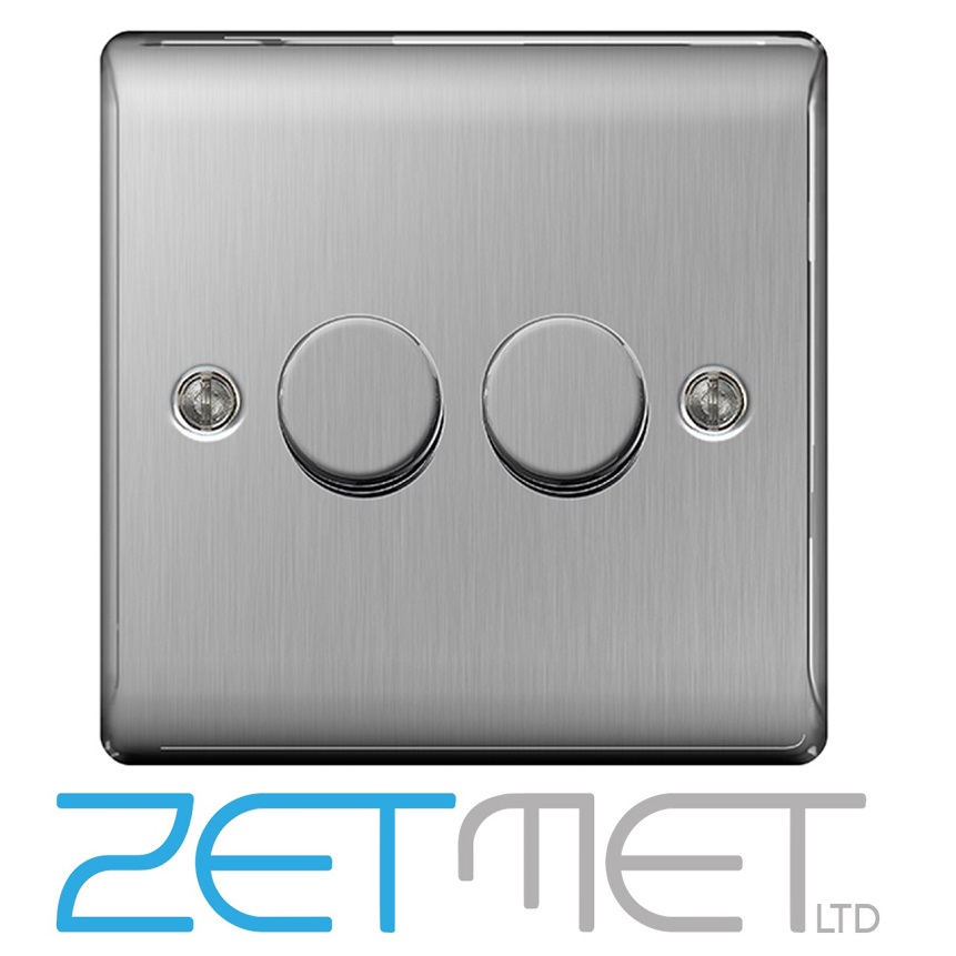 Details about   BG Nexus Metal Stainless Brushed Steel Double Dimmer LED NBS82P 2 Gang 2 Way 