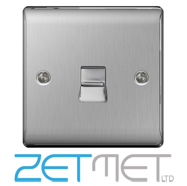 BG Nexus NBSBTS1 Brushed Steel 1 Gang Slave Telephone Socket