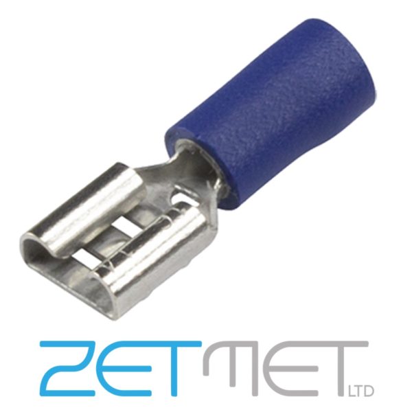 Blue Insulated Female Spade Connector Terminals 6.3mm