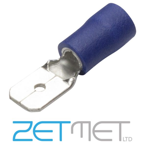 Blue Insulated Male Spade Connector Terminals 6.3mm