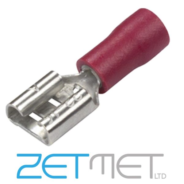 Red Insulated Female Spade Connector Terminals 6.3mm