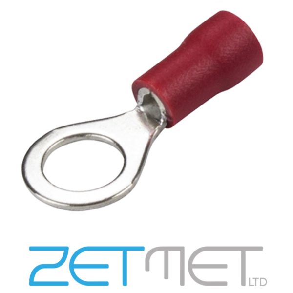 Red Insulated Ring Crimp Terminals 6.4mm