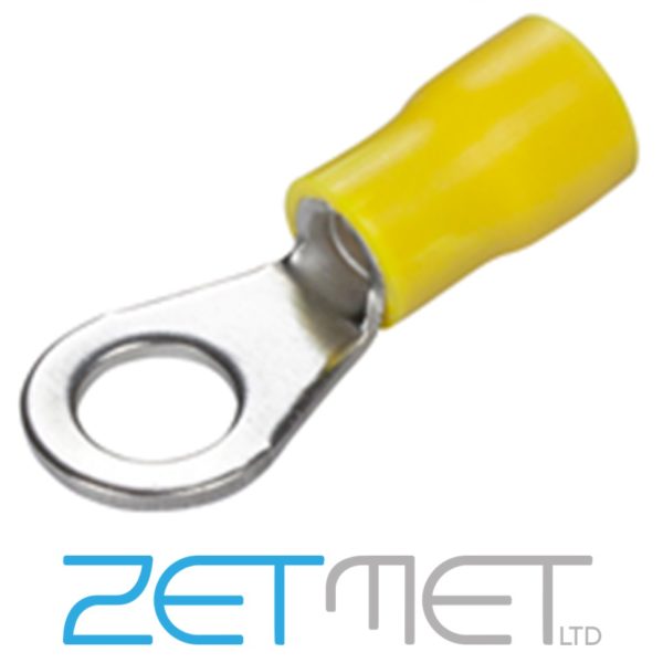 Yellow Insulated Ring Crimp Terminals 8.4mm