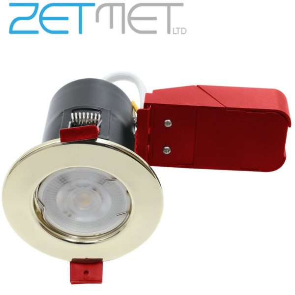 Red Arrow IGS/FB Polished Brass Pressed Steel Fire Rated Fixed GU10 230V LED Downlight
