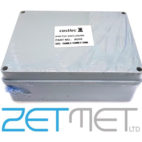 Castlec 190mm x 140mm x 70mm PVC Adaptable Enclosure Box IP56