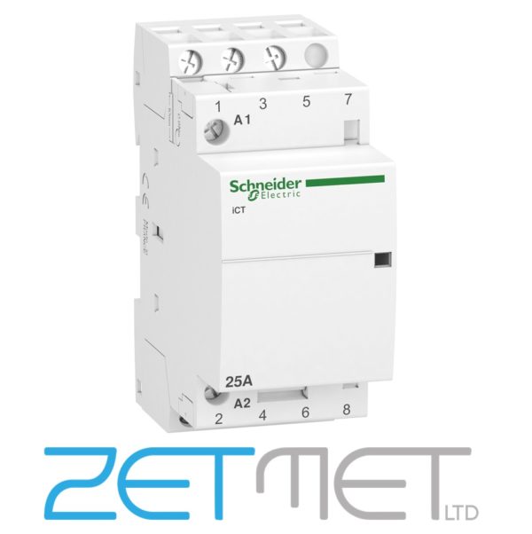 Schneider Acti 9 iCT A9C20833 25 Amp 3NO 3 Pole 220/240V 50Hz Contactor
