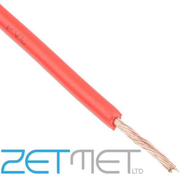 1.0mm Red Tri-Rated Cable Single Core Switchgear Wiring (priced per metre)