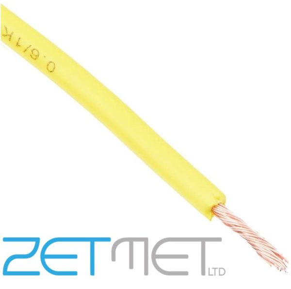 1.5mm Yellow Tri-Rated Cable Single Core Switchgear Wiring (priced per metre)
