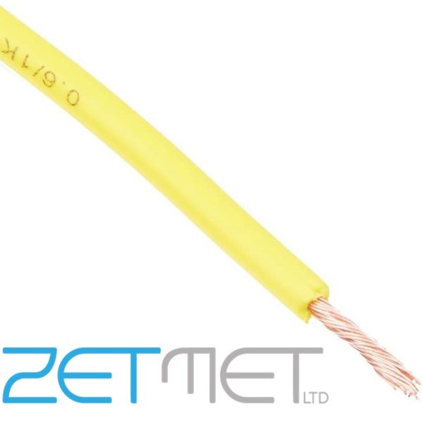 1.5mm Yellow Tri-Rated Cable Single Core Switchgear Wiring (priced per metre)