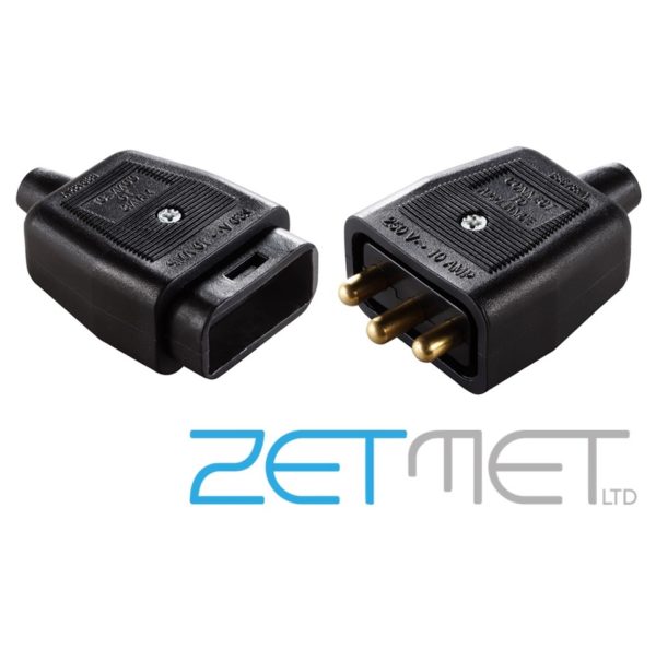 Permaplug 3 Pin Black Inline Heavy Duty Rubber Flex Connector
