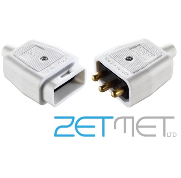 Permaplug 3 Pin White Inline Heavy Duty Rubber Flex Connector