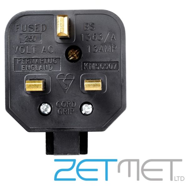 Permaplug Black Heavy Duty Rubber 13A UK 3 Pin Fused Plug Top - Image 2