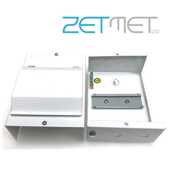 Live Electrical 5 Way Empty DIN Rail Metal Enclosure With Lid EMCU5-A - Image 2