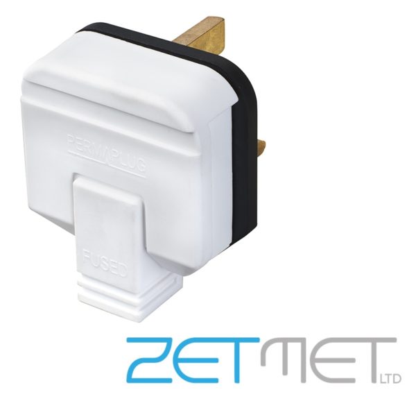 Permaplug White Heavy Duty Rubber 13A UK 3 Pin Fused Plug Top