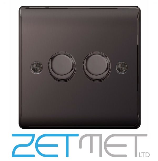 BG Nexus NBN82 Black Nickel 2 Gang 2 Way Intelligent Dimmer Light Switch
