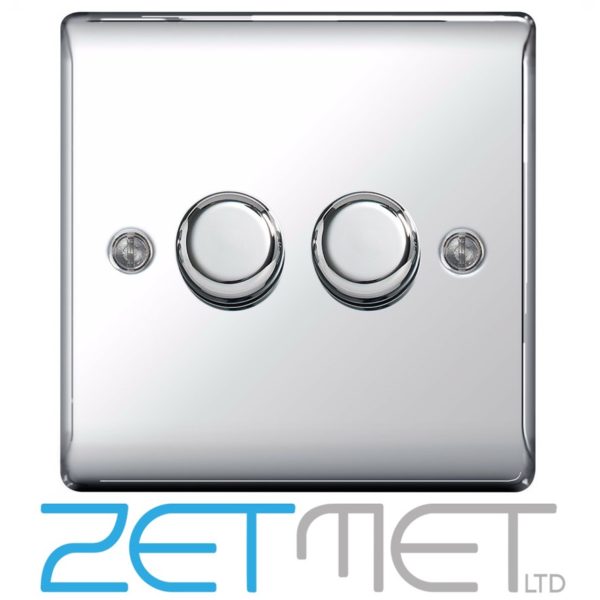 Double Dimmer Switch Polished Chrome