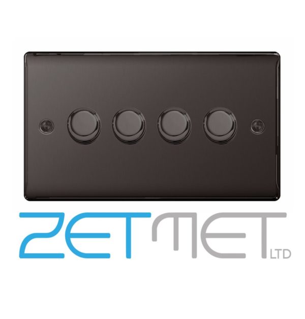 BG Nexus NBN84 Black Nickel 4 Gang 2 Way Intelligent Dimmer Light Switch