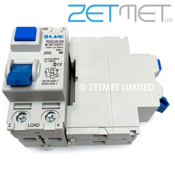 Live Electrical RDA2100-030 100 Amp Double Pole 30mA 6kA 230V Type A RCD