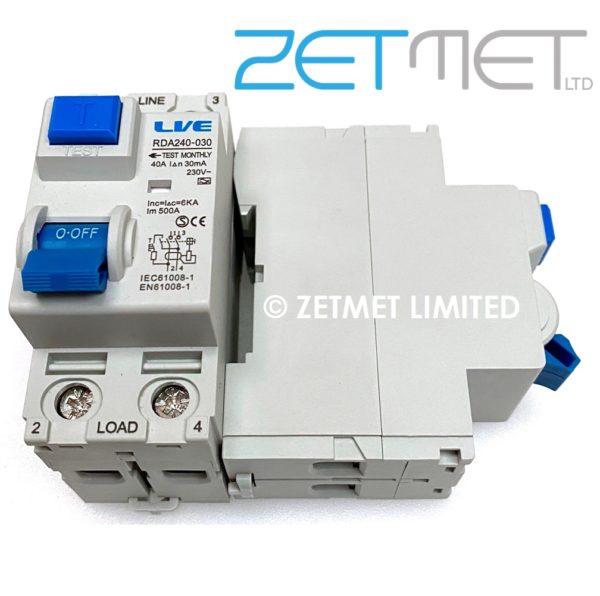 Live Electrical RDA240-030 40 Amp Double Pole 30mA 6kA 230V Type A RCD