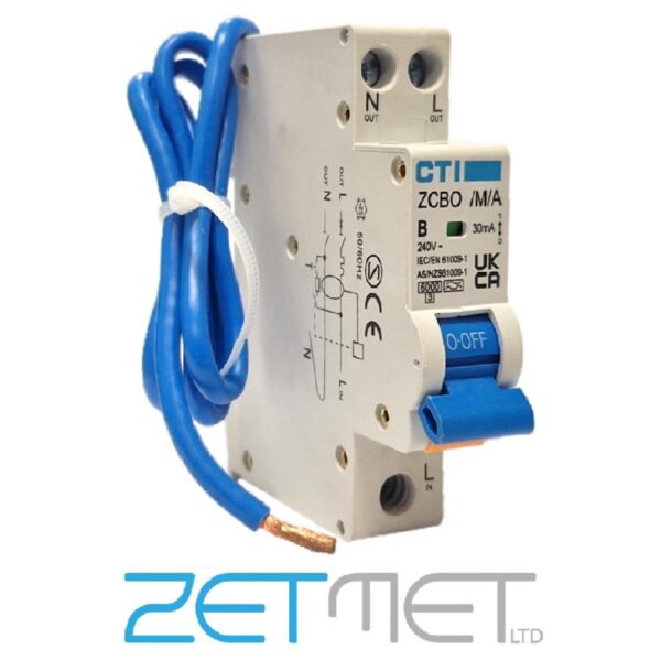 CTI ZCBO6/M/A 6 Amp Single Pole B Curve 30mA 6kA 240V Compact Miniature Type A RCBO