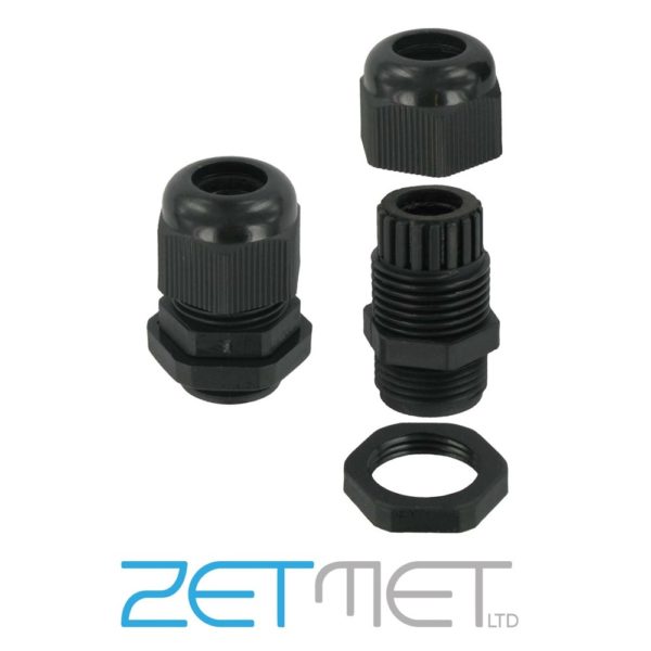 Black 20mm Large Domed Top Nylon Stuffing Cable Compression Gland IP68 M20