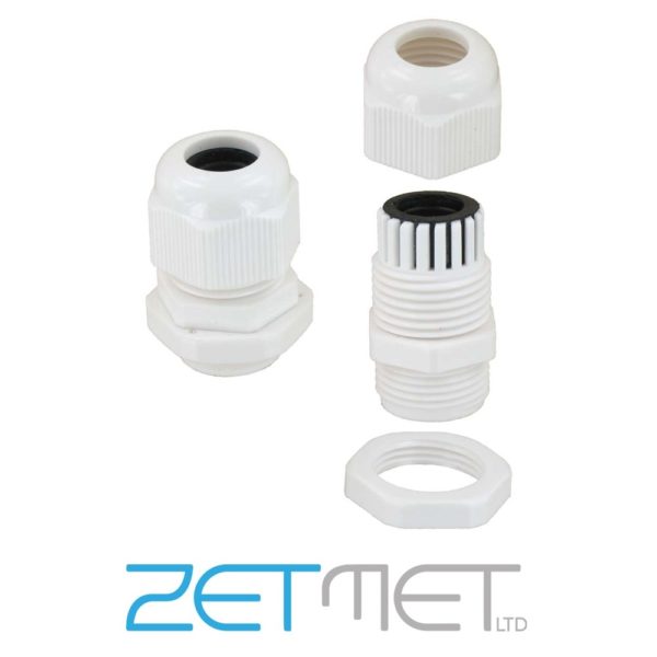 White 20mm Large Domed Top Nylon Stuffing Cable Compression Gland IP68 M20