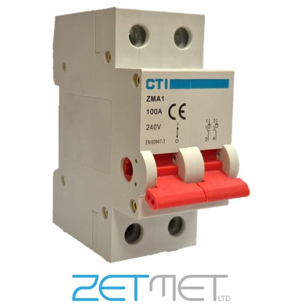 CTI ZMA1 100 Amp Double Pole 240V Mains Isolator Switch