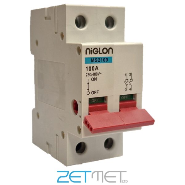 Niglon MS2100 100 Amp Double Pole 230V Mains Isolation Switch