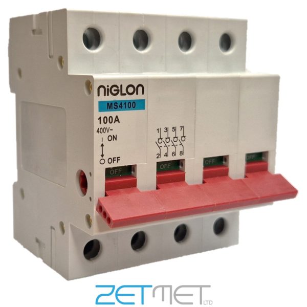 Niglon MS4100 100 Amp Four Pole 230V Mains Isolation Switch