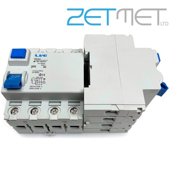 Live Electrical RDA4100-030 100 Amp Four Pole 30mA 6kA 415V Type A RCD